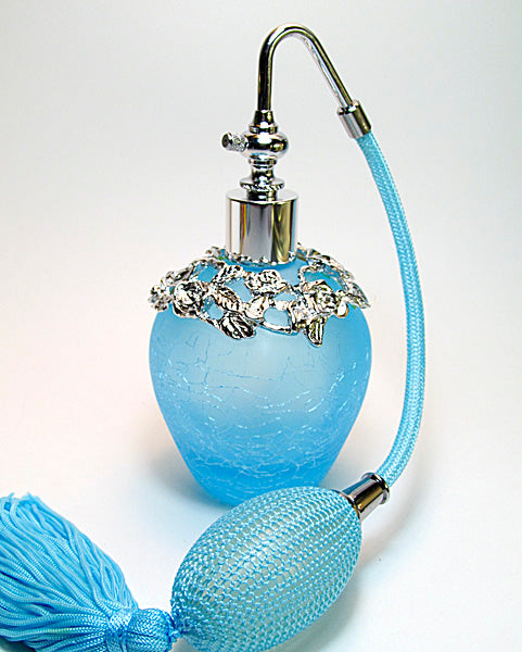 Fancy Turquoise Perfume Glass Bottle With Turquoise Bulb Spray Mounting.