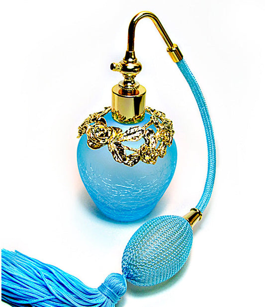 Fancy Turquoise Perfume Glass Bottle With Turquoise Bulb Spray Mounting.