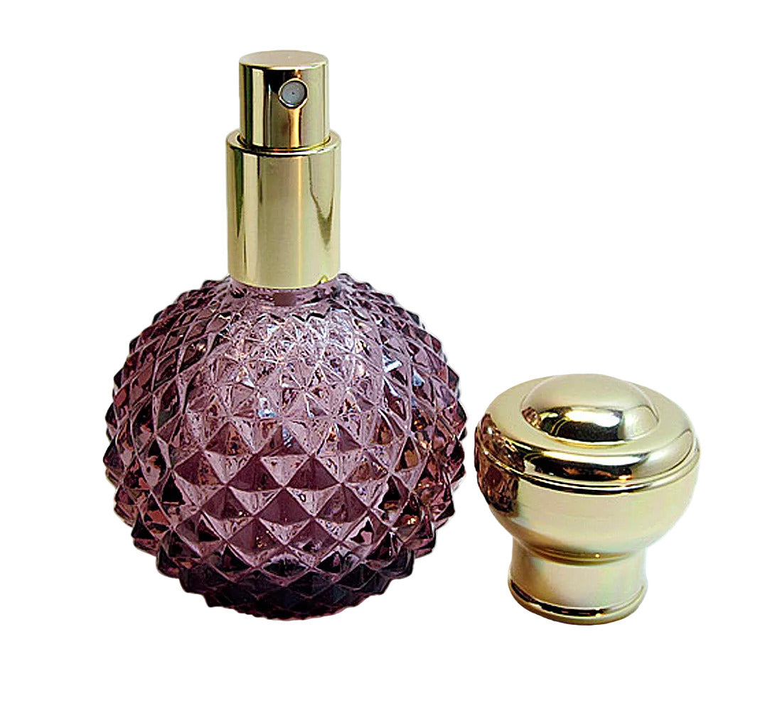 Purple Glass Perfume Bottle With Leakproof Atomizer Pump And Cap.