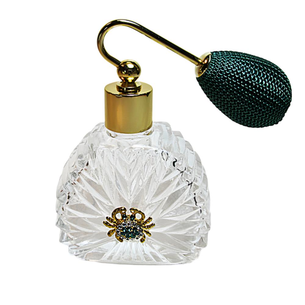 Unique Perfume Crystal Glass Bottle With Green Bulb Spray Attachment. (New!)