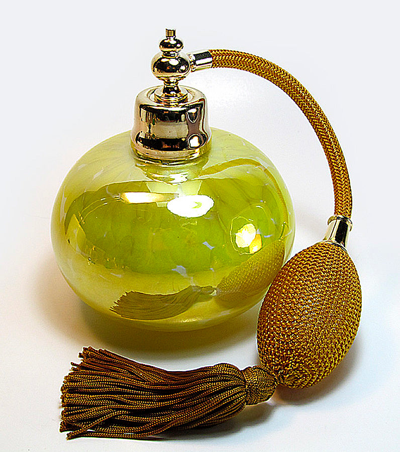Refillable art crystal glass perfume Bottle with brown gold Bulb atomizer sprayer.