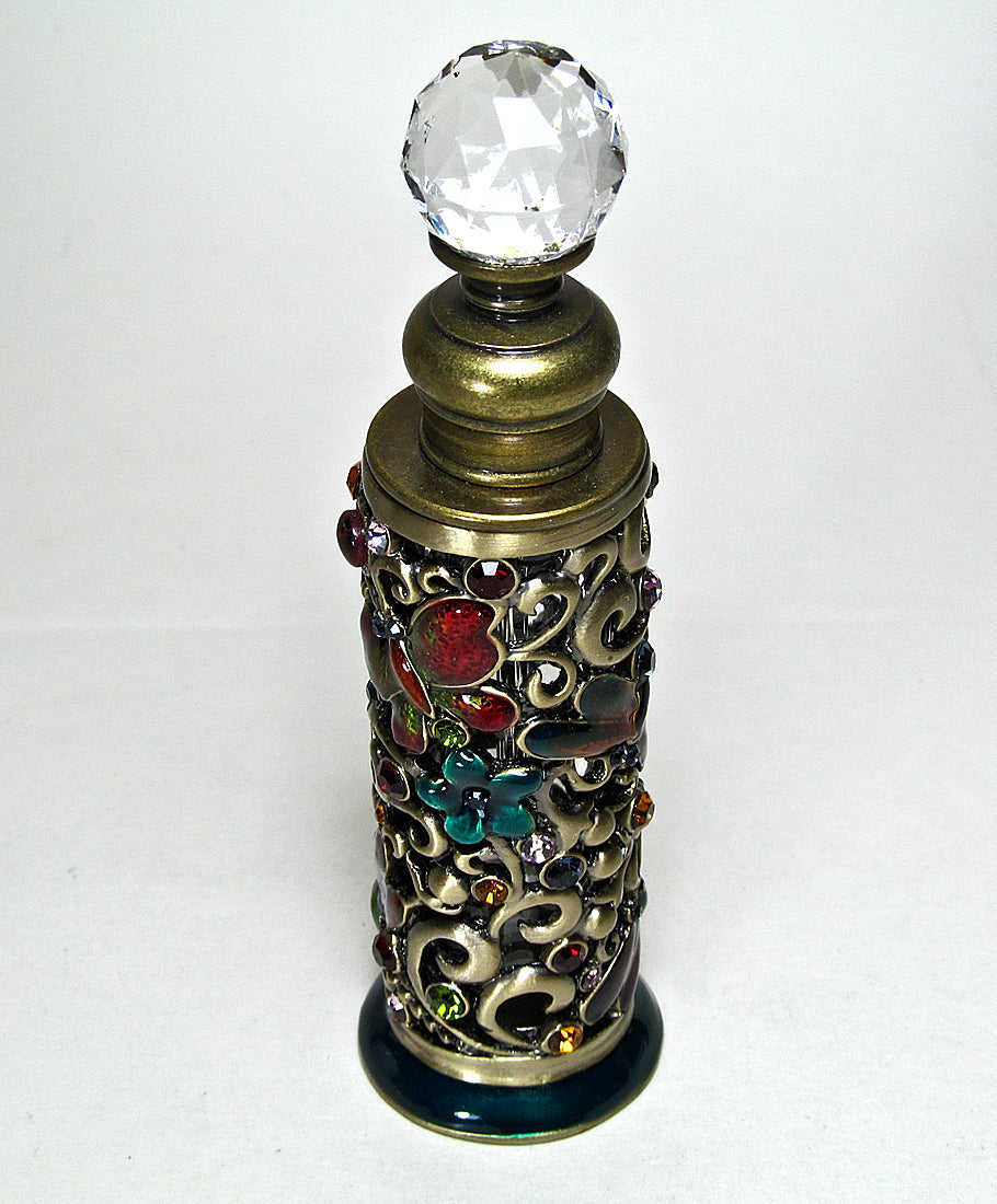Antique perfume bottle with crystal cap and rod.