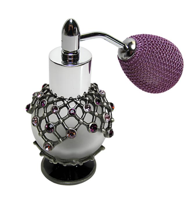 Antique Perfume Bottle With Purple (Lavender) Bulb Spray Mounting.