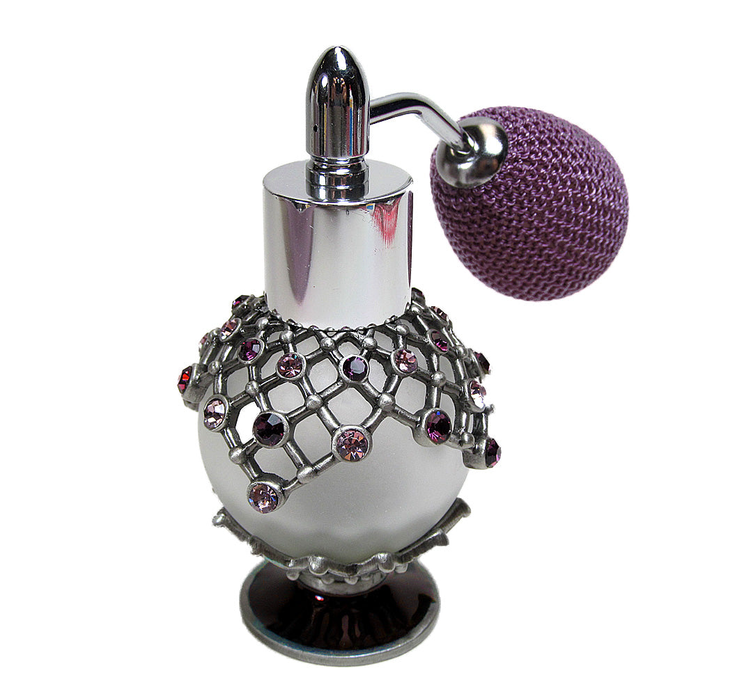 Antique Perfume Bottle With Purple (Lavender) Bulb Spray Mounting.