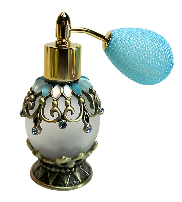 Antique Perfume Bottle With Turquoise Bulb Spray Mounting