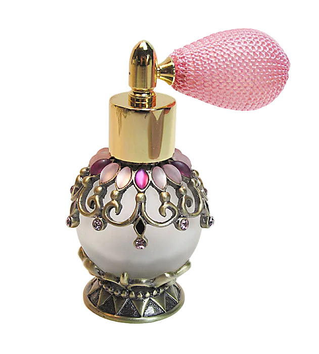 Antique Perfume Bottle With Pink Bulb Spray Mounting