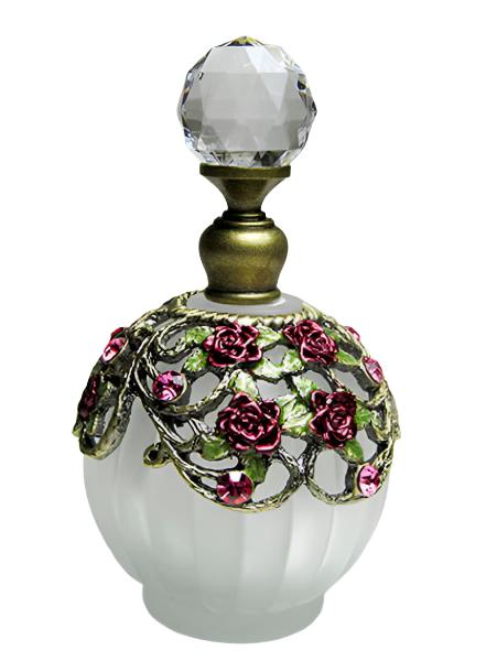 Antique Perfume Bottle With Rhinestone Screw Top and Rod.