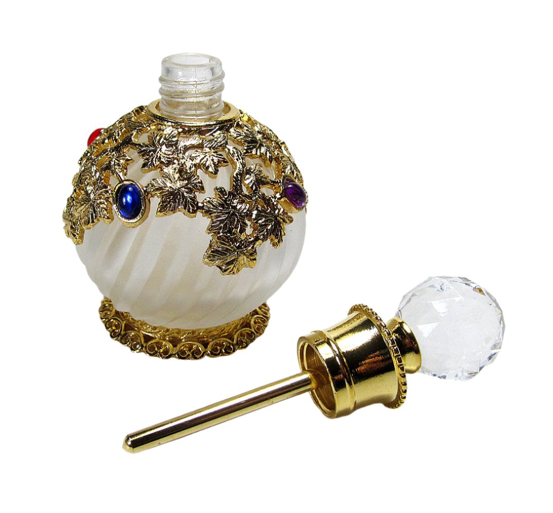 Antique perfume bottle with crystal screw cap and rod.