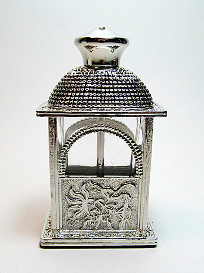 Antique Perfume Bottle With Silver Metal Screw Cap And Rod.