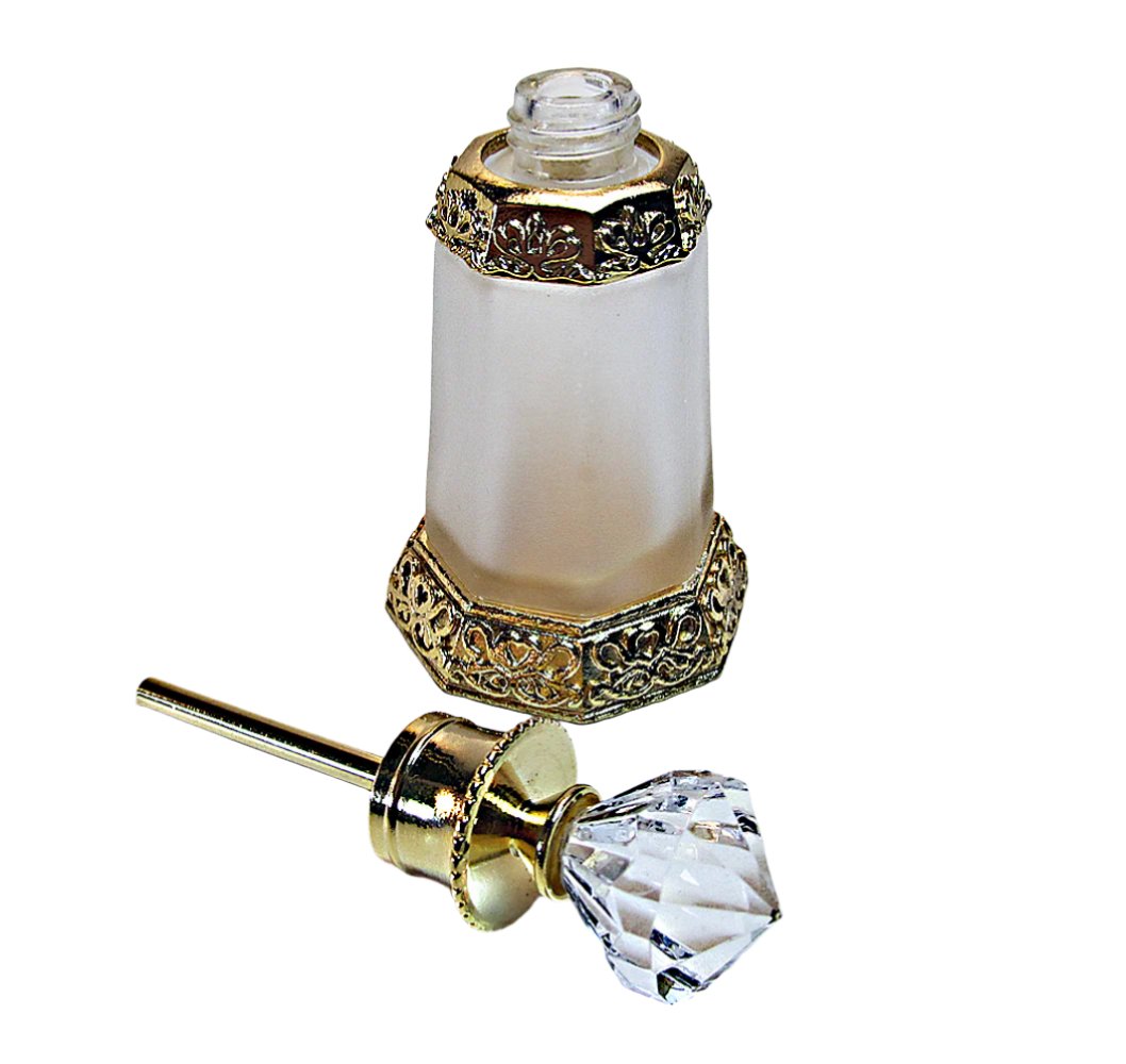 Antique perfume bottle with crystal cap and rod.