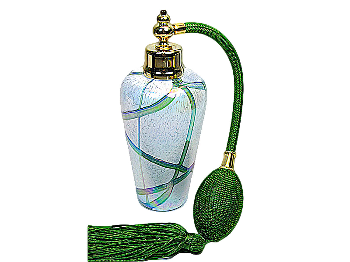 Art hand made perfume atomizer bottle with green bulb spray mounting
