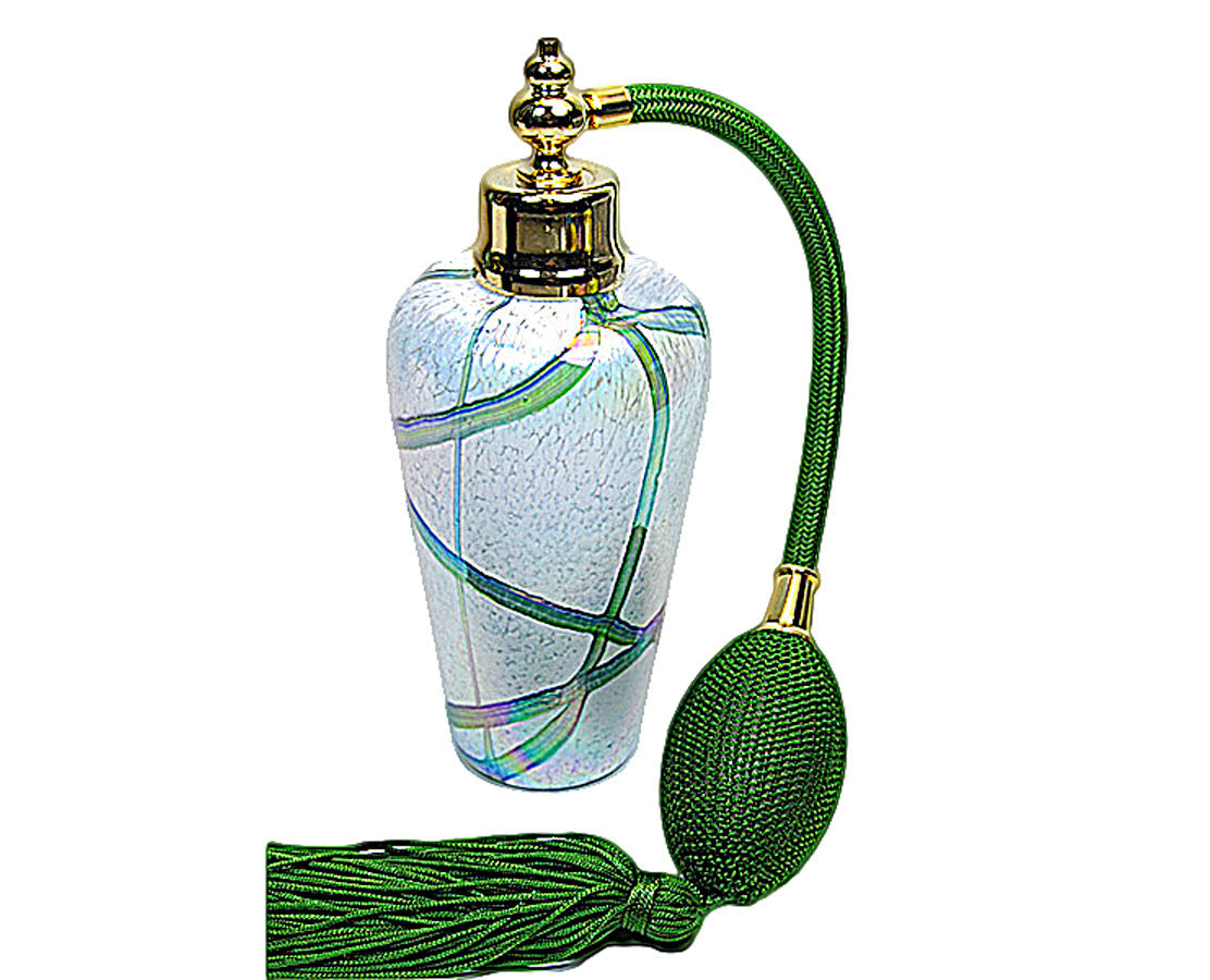 Art hand made perfume atomizer bottle with green bulb spray mounting