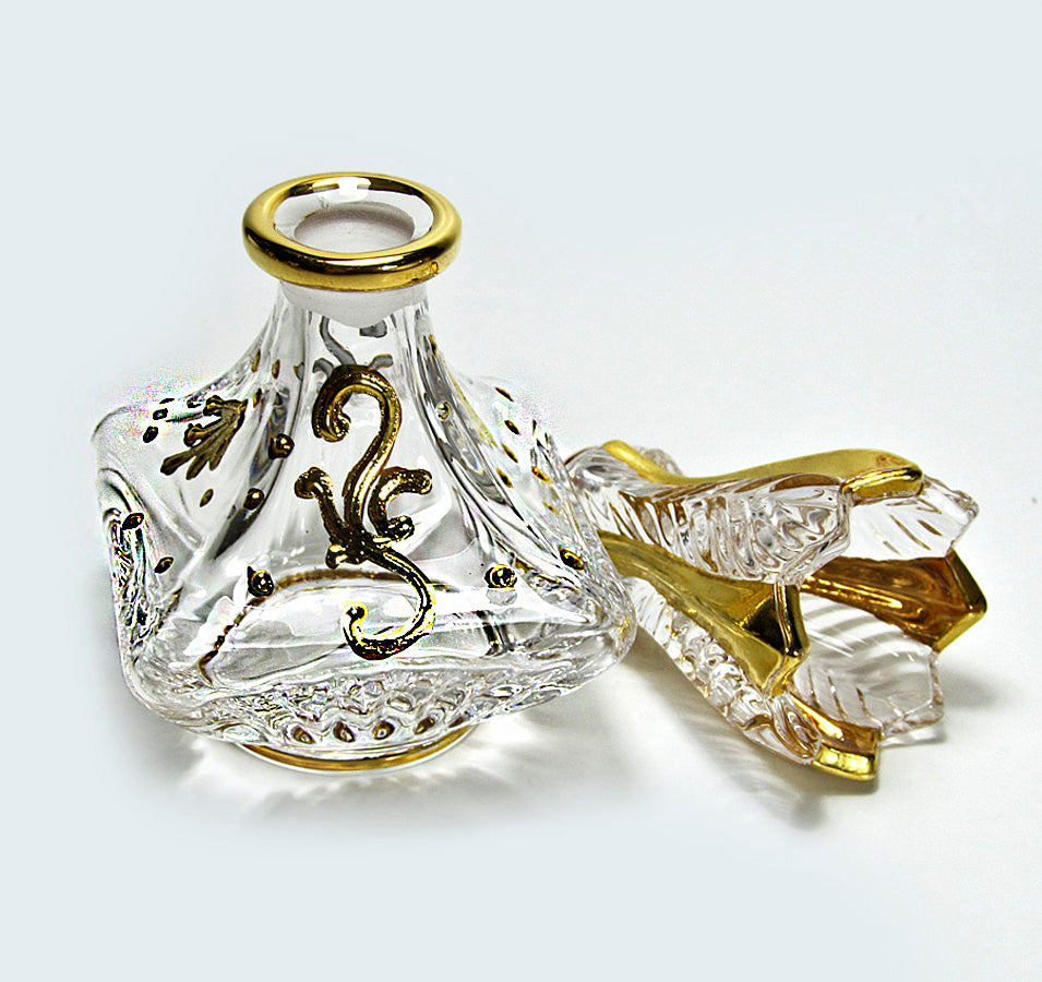 Murano Art Glass Perfume Bottle With Ribbon-Shape Stopper.