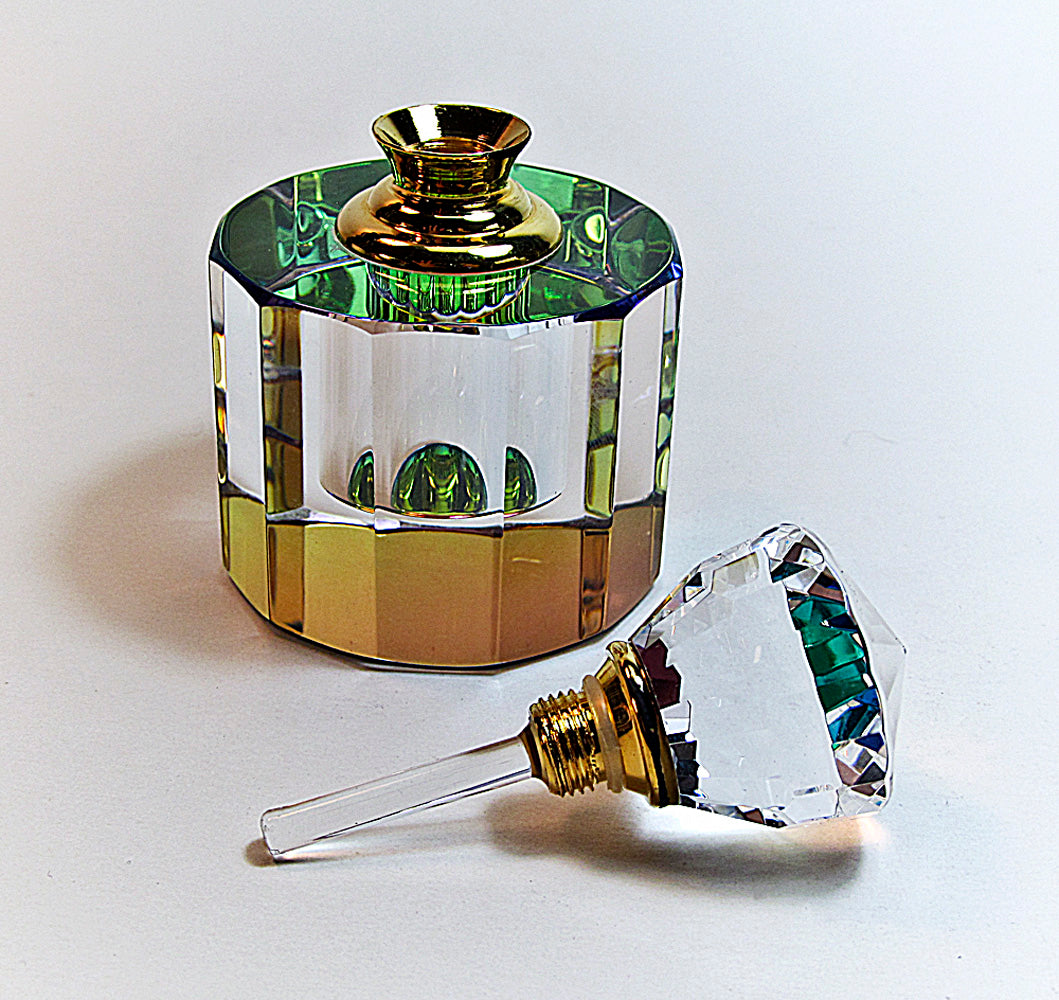 Genuine Lead Cystal Perfume Bottle With Crystal Stopper And Glass Rod.