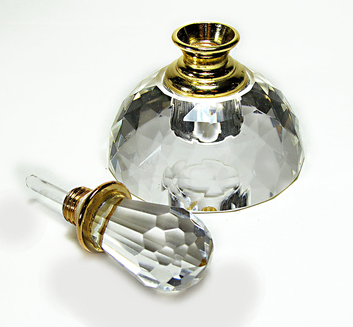 Genuine Lead Crystal Perfume Bottle With Crystal Stopper and Glass Rod.