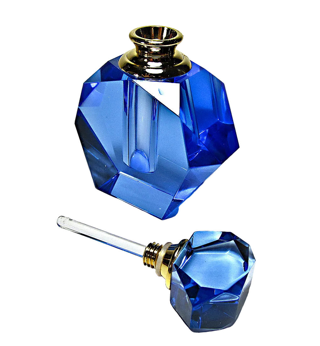 Genuine Lead Crystal Perfume Bottle With Crystal Stopper and Glass Rod.