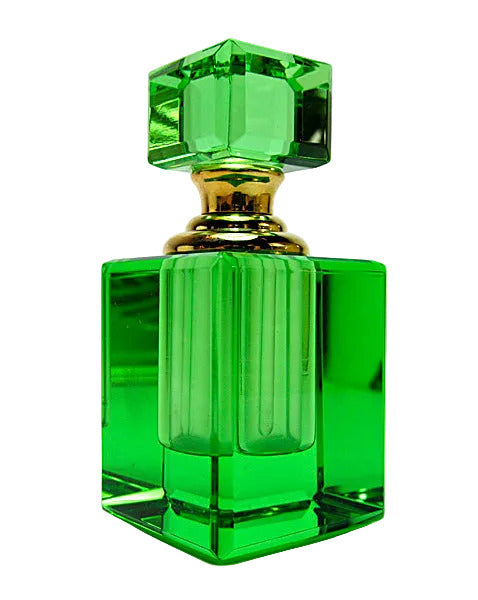 Green Crystal Perfume Bottle With Crystal Stopper And Glass Rod for Perfume And Perfume Oils.