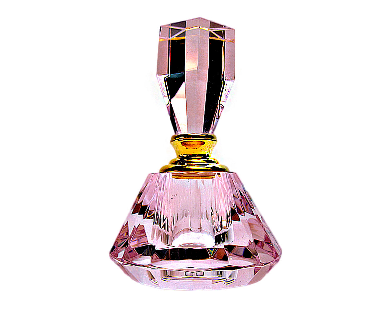 Genuine Pink Crystal Perfume Bottle With Pink Crystal Stopper and Glass Rod.