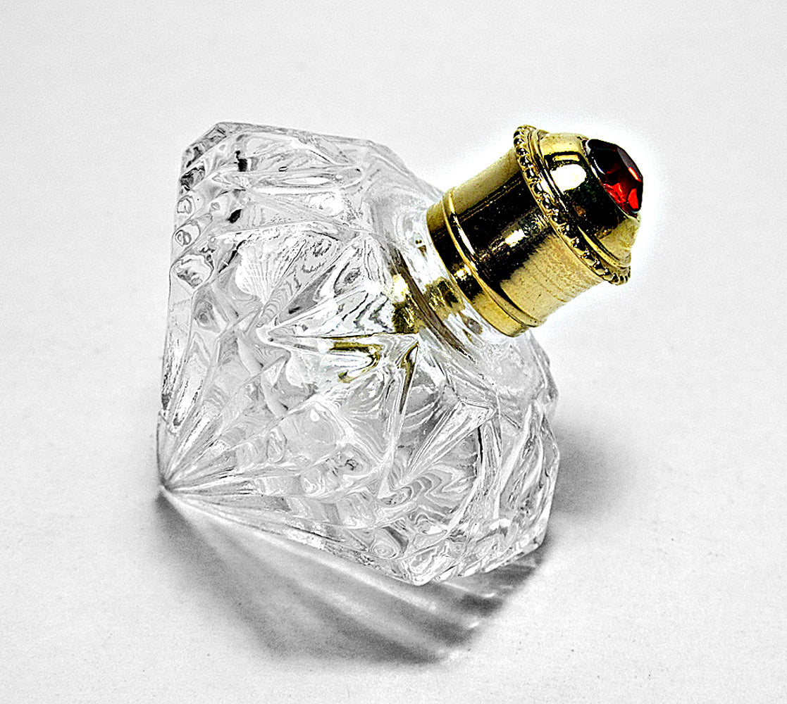 Fancy Diamond Shape Glass Perfume Bottle Red (Ruby) Colour