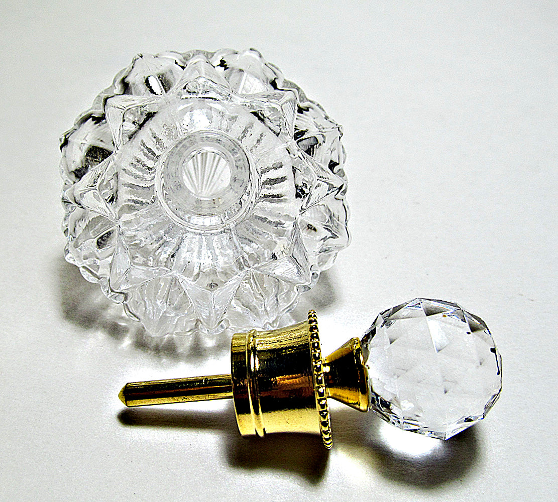 Fancy Diamond Shape Glass Perfume Bottle With Crystal Stone Cap and Rod.