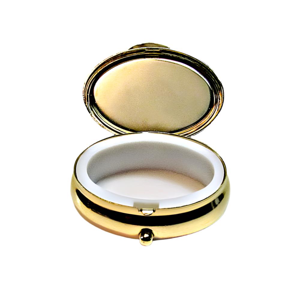 Compact Pill Box Made With Mother Pearl Shell For Pills And Small Jewelry.