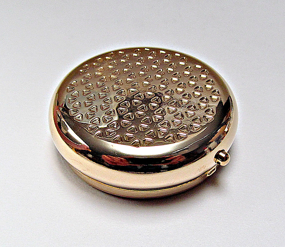 Compact Pill Box Made With Mother Pearl Shell For Pills And Small Jewelry.