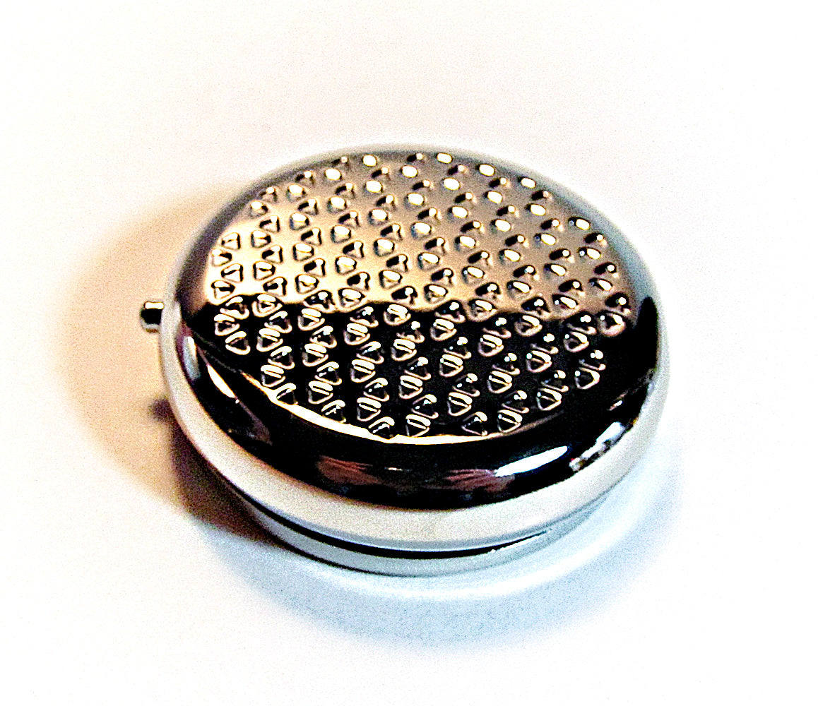 Compact Pill Box Made With Mother Pearl Shell For Pills And Small Jewelry.