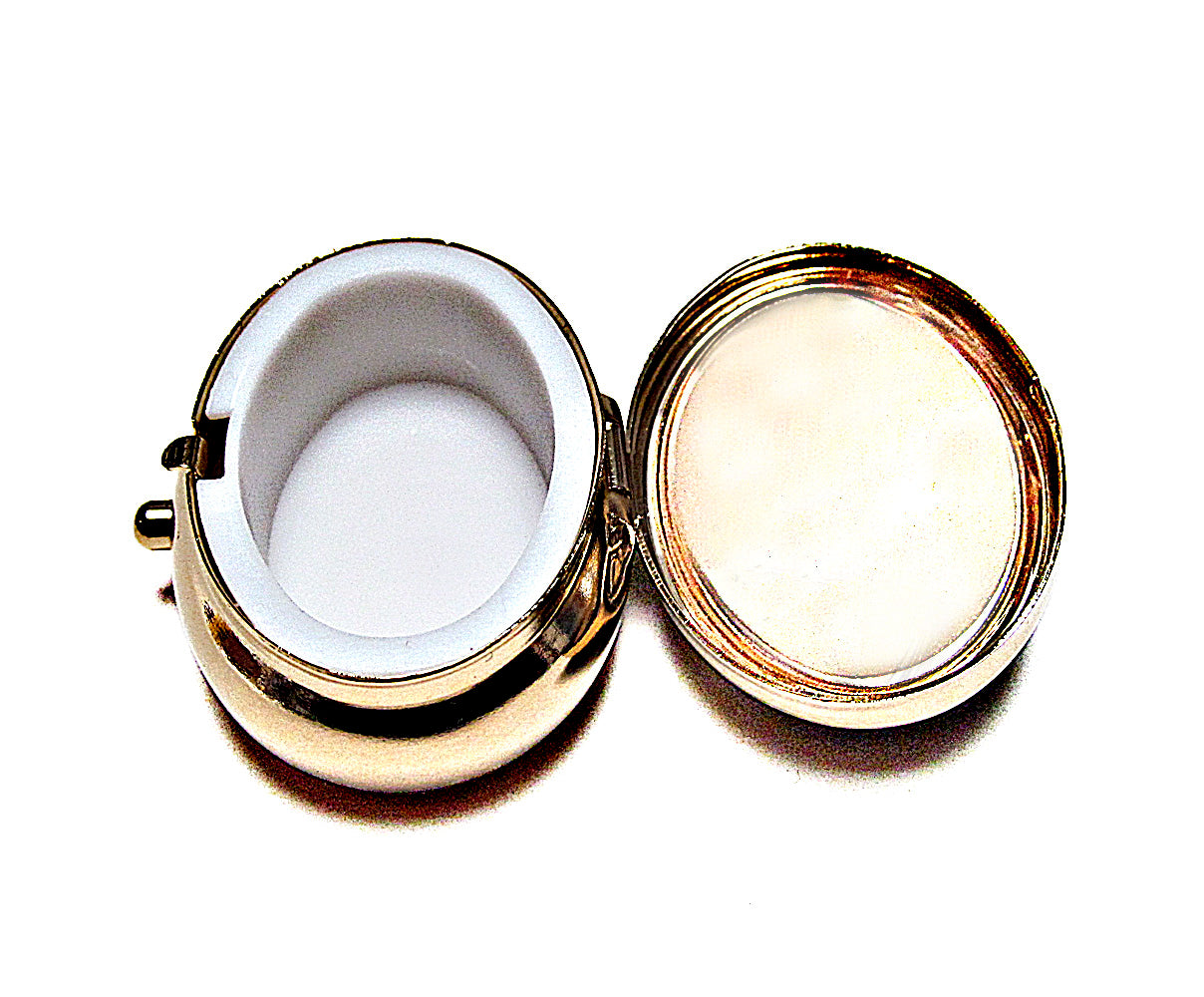 Compact Pill Box Made With Mother Pearl Shell For Pills And Small Jewelry.