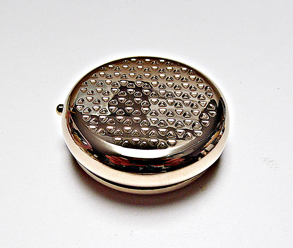 Compact Pill Box Made With Mother Pearl Shell For Pills And Small Jewelry.