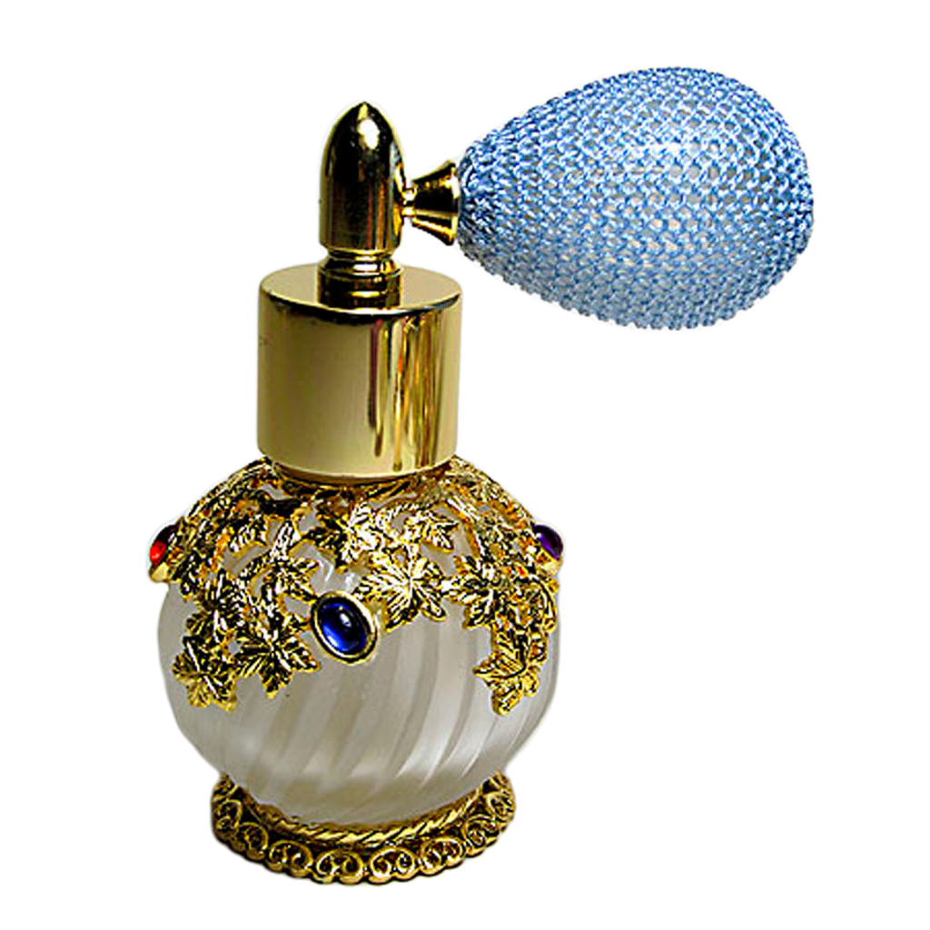 Antique perfume bottle with bulb spray mounting.