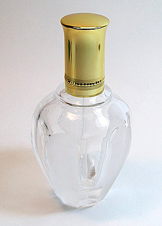 Vintage Crystal Glass Perfume Bottle With Atomizer Pump And Metal Cap.