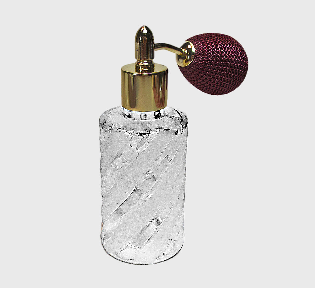 Crystal Glass Perfume Bottle With Bulb Spray Mounting.