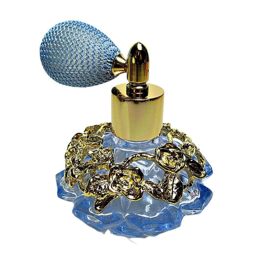 Blue Crystal Perfume Glass Bottle With Light Blue Bulb Spray Mounting