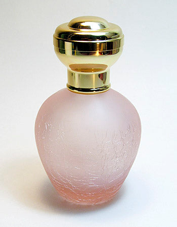 Pink Coloured Crackle And Frosted Glass Perfume Bottle With Leakage Proof Atomizer Spray Pump and Over Cap.