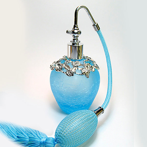 Fancy Turquoise Perfume Glass Bottle With Turquoise Bulb Spray Mounting.