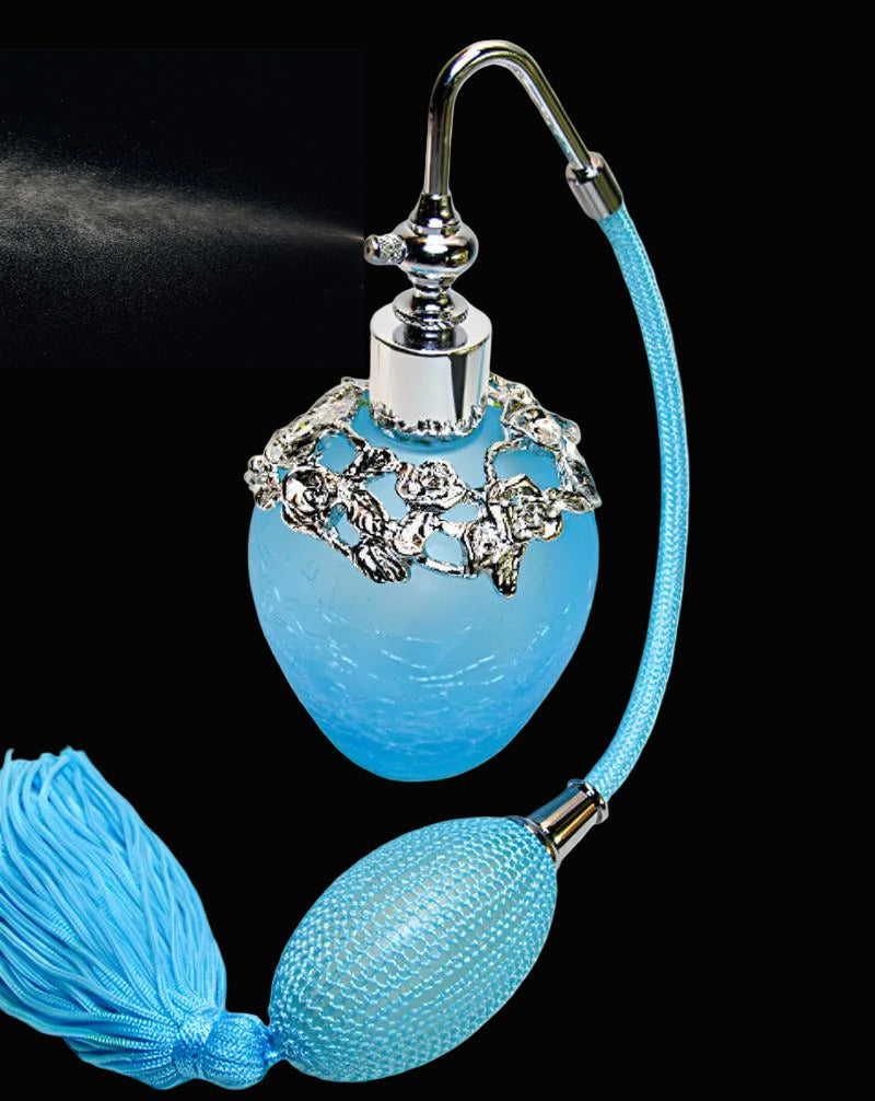 Fancy Turquoise Perfume Glass Bottle With Turquoise Bulb Spray Mounting.