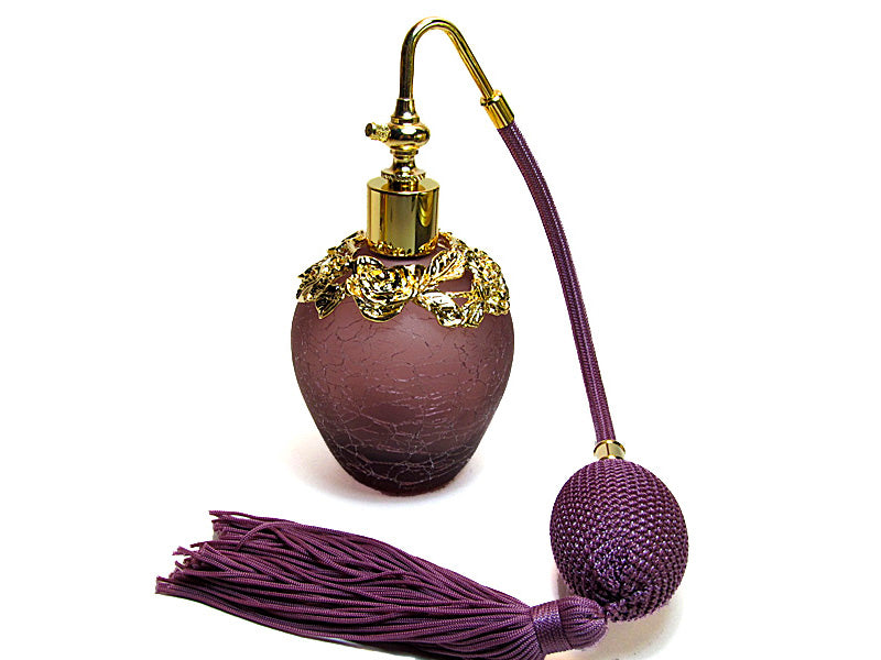 Fancy Purple Perfume Glass Bottle With Bulb Sprayer.