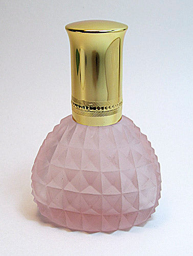 Pink Frosted Crystal Glass Perfume Bottle With Leakage Proof Atomizer Spray Pump and Over Cap.