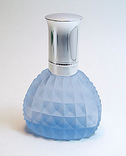 Blue Frosted Crystal Glass Perfume Bottle With Leakage Proof Atomizer Spray Pump and Over Cap.