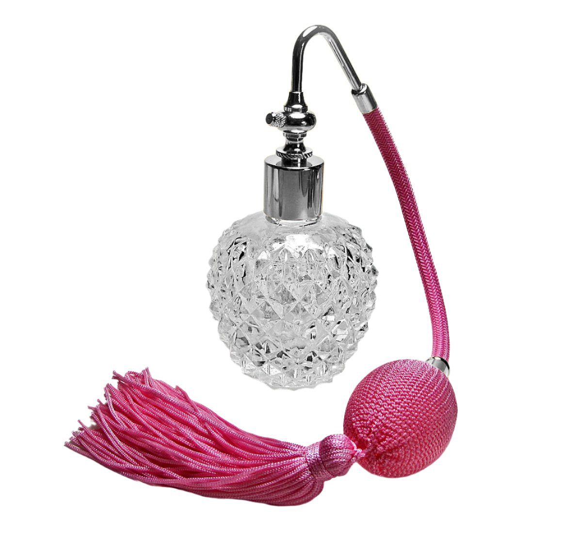 Crystal perfume bottle with pink tassel 