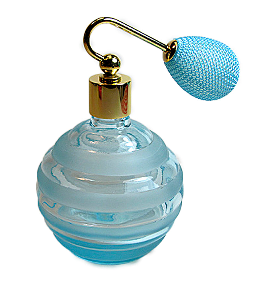 Excellent Turquoise Glass Perfume Bottle With Bulb Spray Attachment.