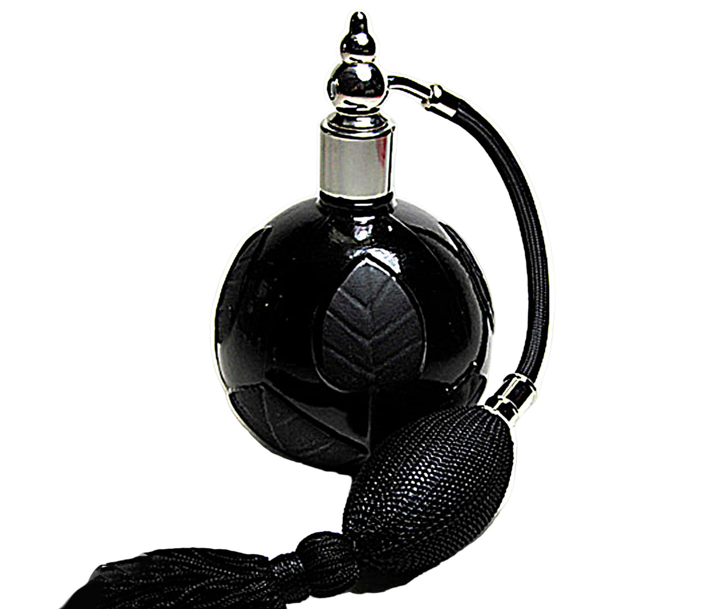 Black decorative bottle with silver top 