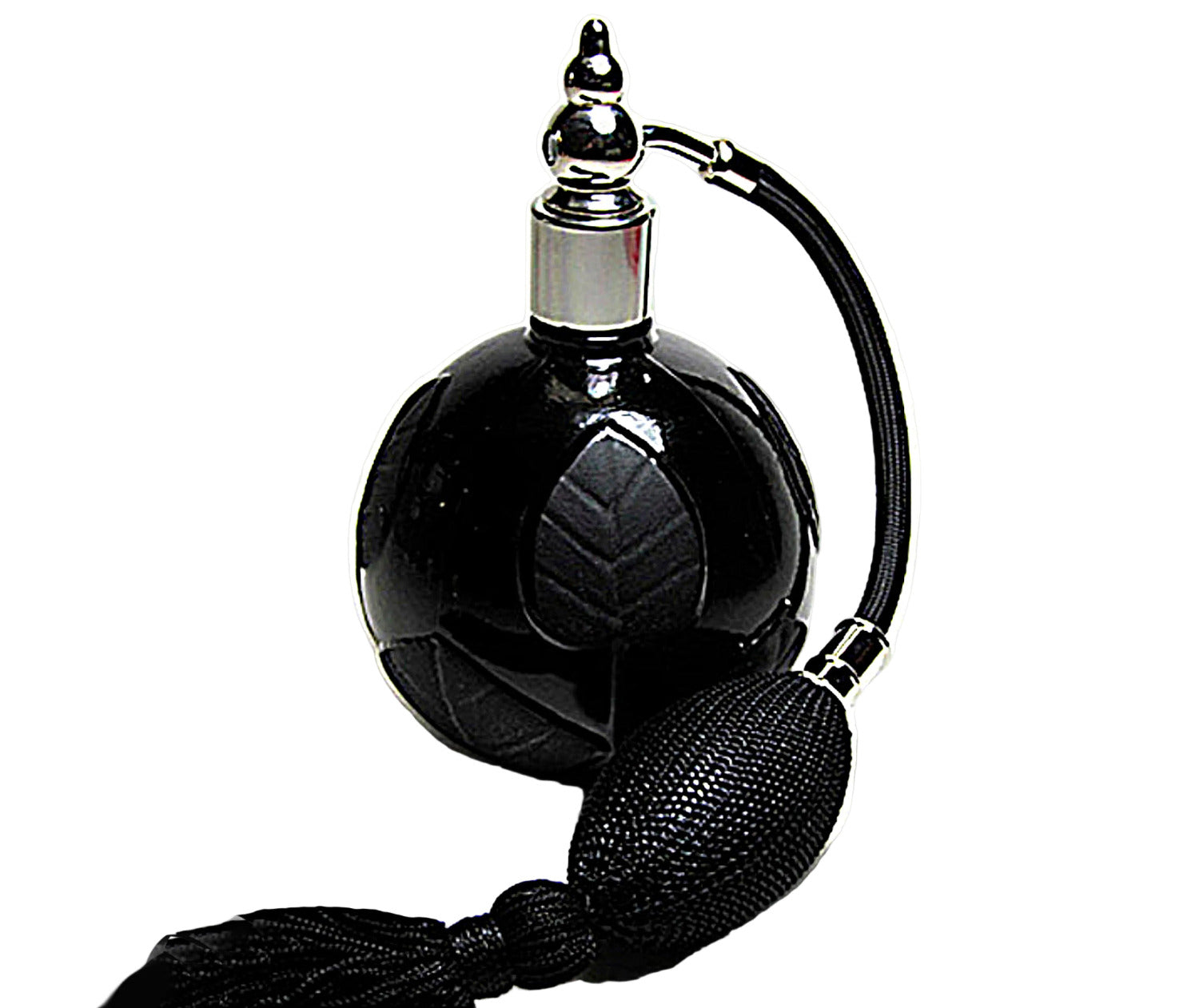 Black decorative bottle with silver top 