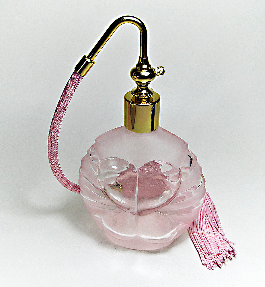 Pink Vintage Glass Perfume Bottle With Pink Tassel Spray Mounting