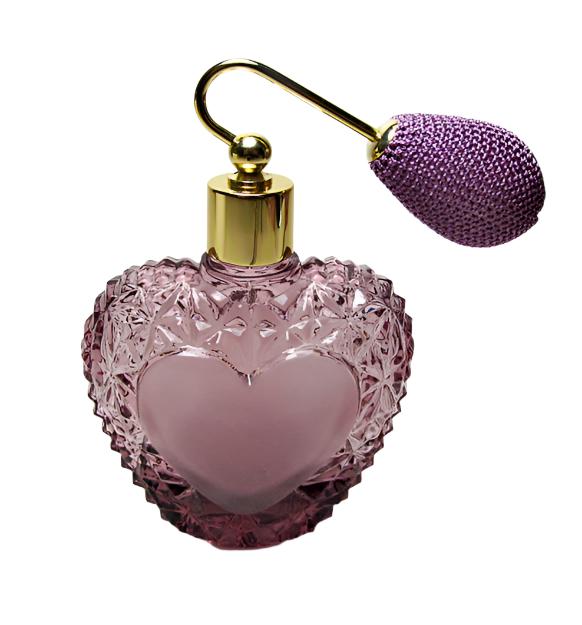 Purple Crystal Glass Perfume Bottle With Purple (Lavender) Bulb Spray Mounting.