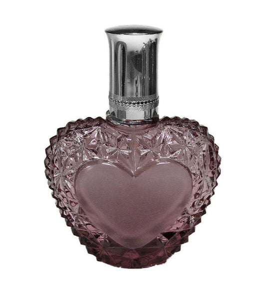 Heart Shape Purple Crystal Glass Perfume Bottle With Silver atomizer Pump And Cap.