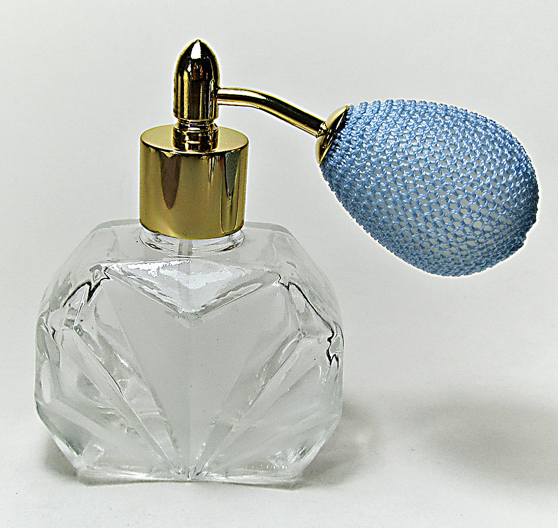Crystal Glass Perfume Bottle With Bulb Spray Mounting.