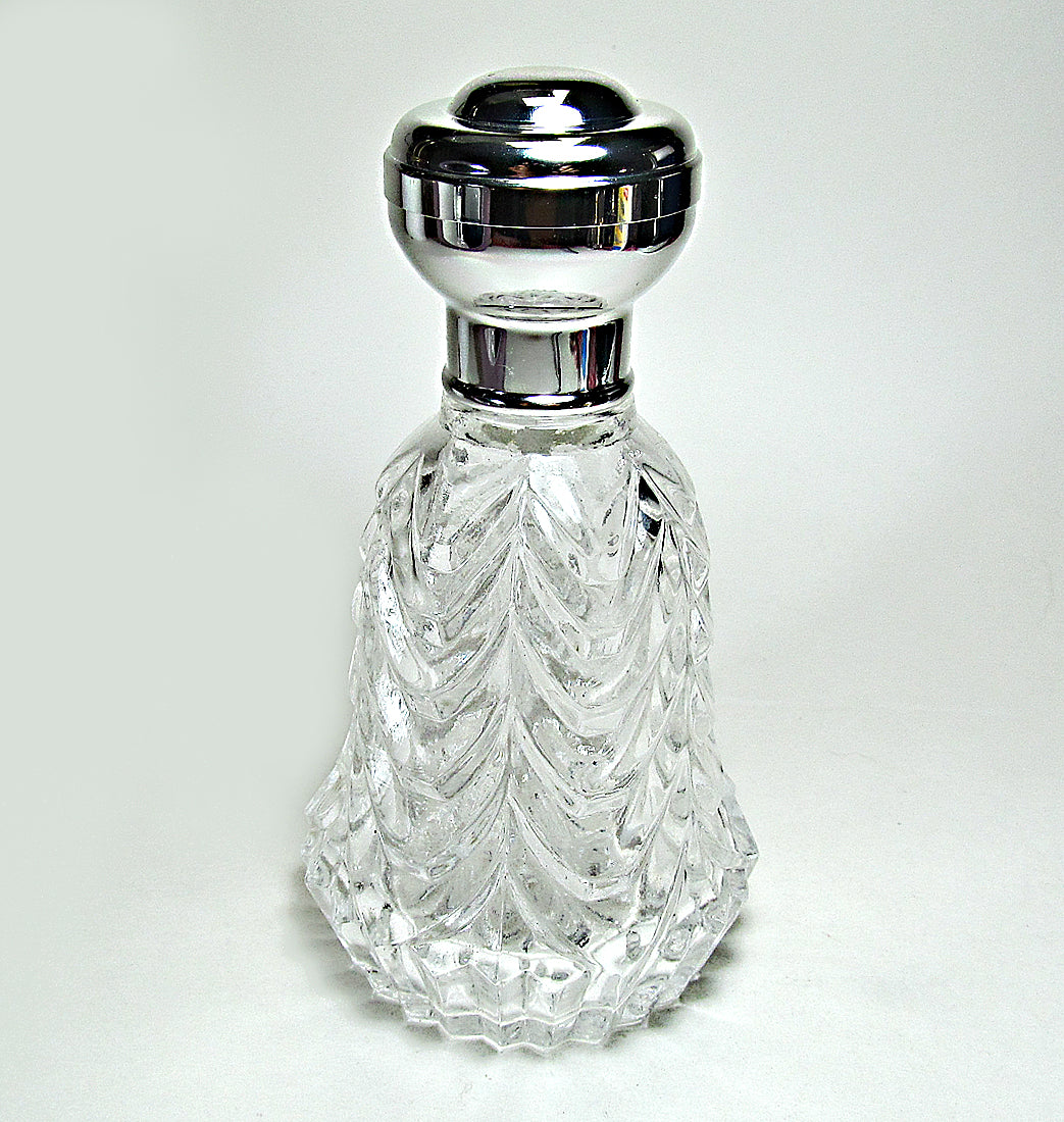 Crystal Glass Perfume Bottle With Silver Leakproof Atomizer Spray Pump and Over Cap.
