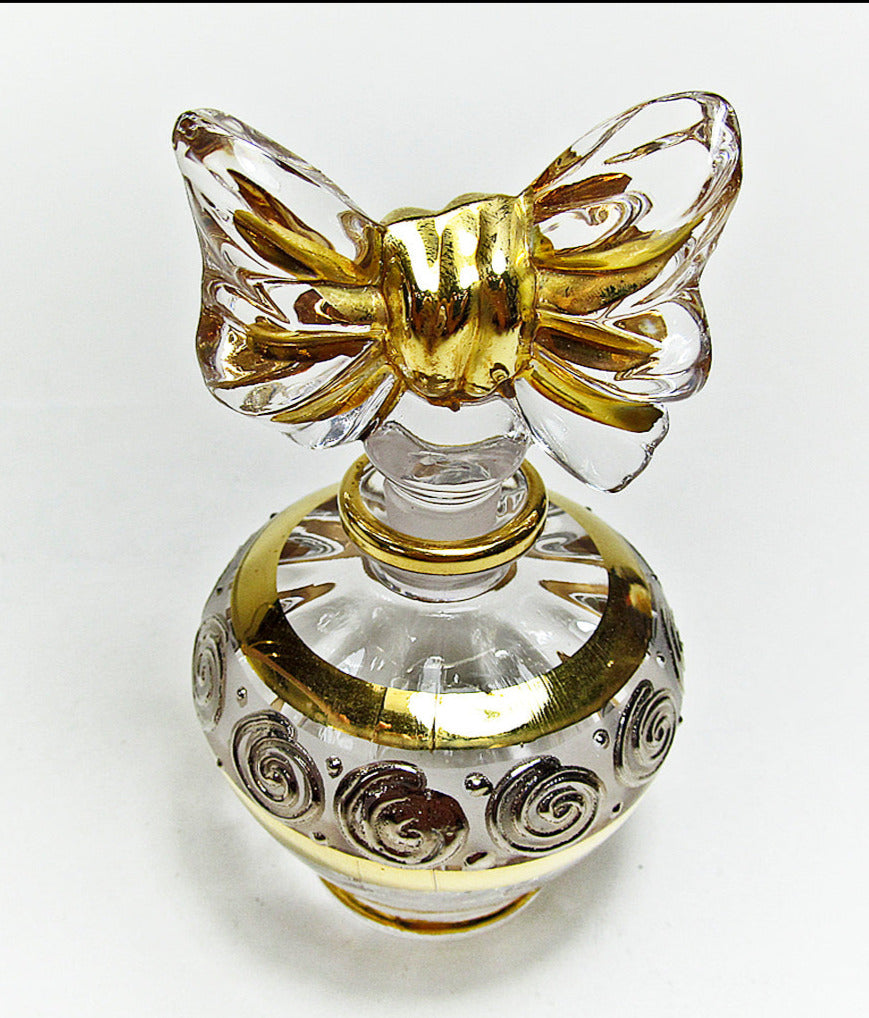 Murano Art Glass Perfume Bottle With Ribbon-Shape Stopper.
