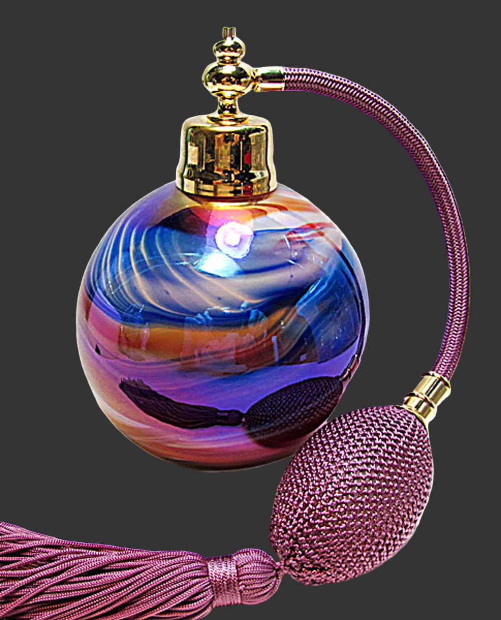 Art Perfume Atomizer Bottle With Purple Tassel Spray Mounting